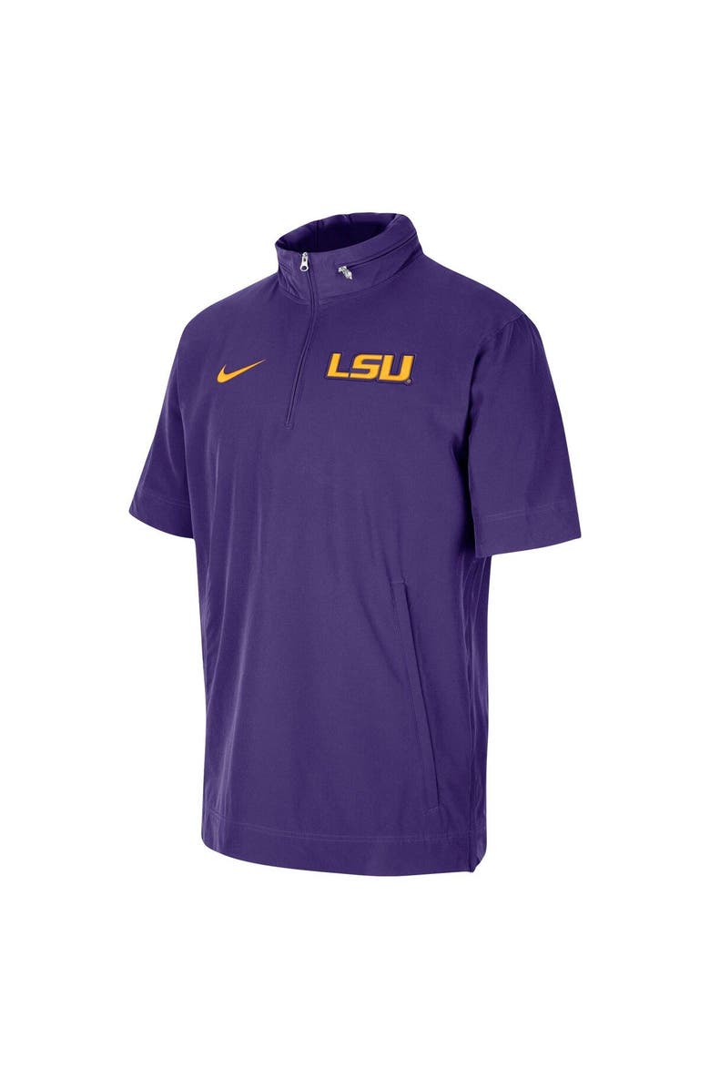 Nike Men's Nike Purple LSU Tigers Coaches Half-Zip Short Sleeve Jacket, Alternate, color, 