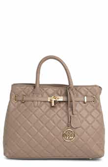 Badgley Mischka Collection Large Diamond Quilted Tote Bag