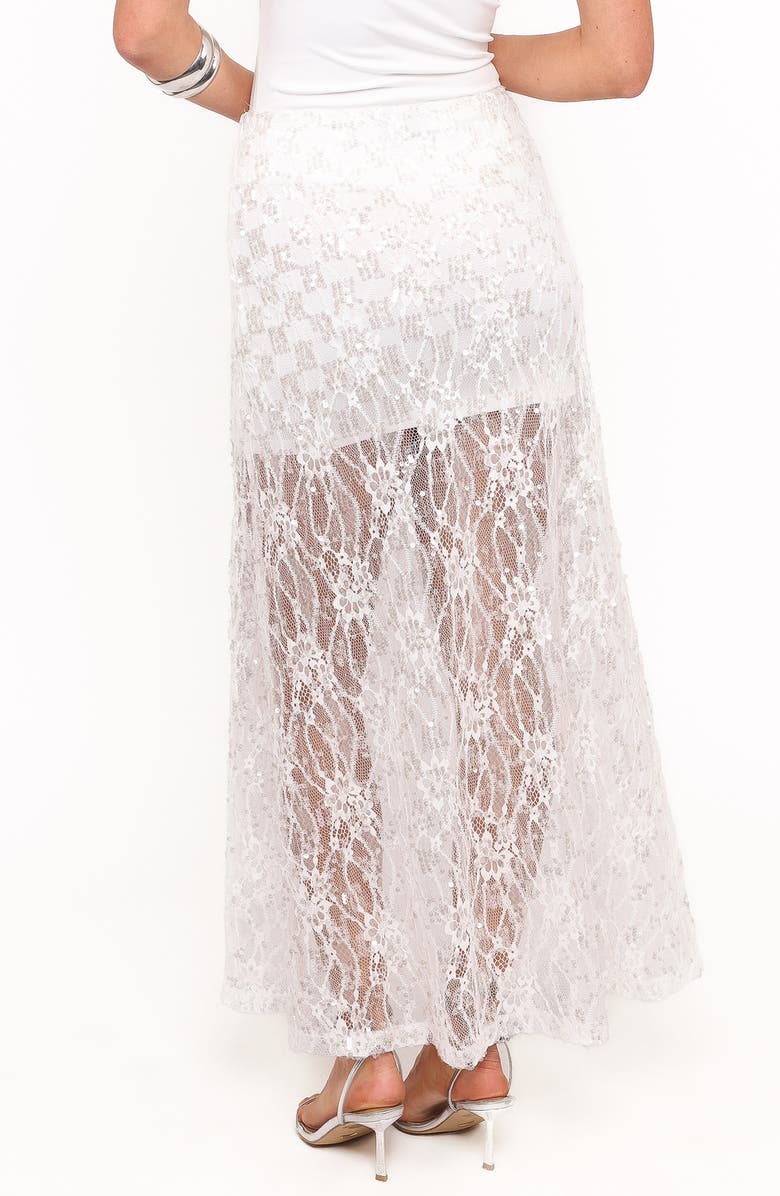 Petal & Pup Yonder Sequin Lace Maxi Skirt, Alternate, color, White
