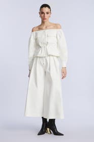 BCBGMAXAZRIA Off shoulder drawstring top