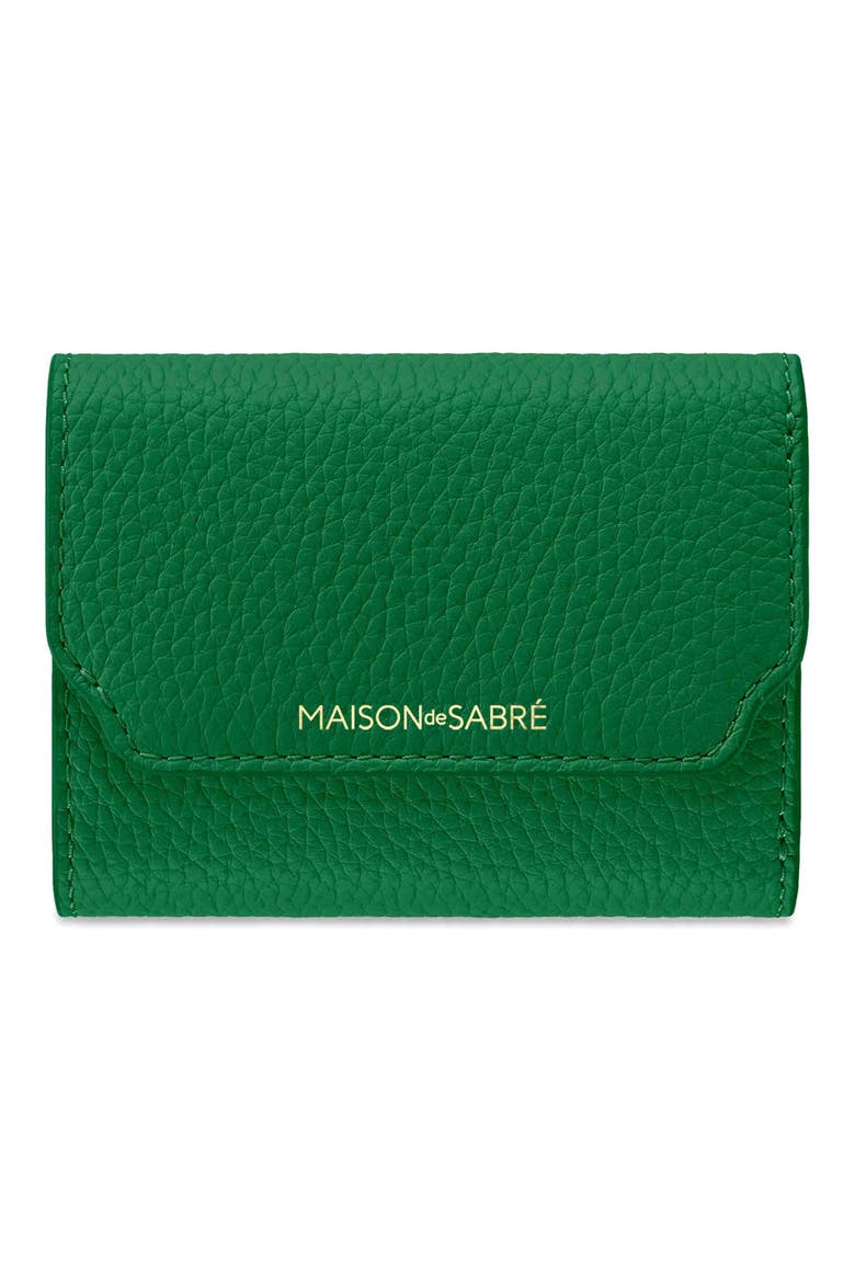 Leather Trifold Wallet, Main, color, Emerald Lily