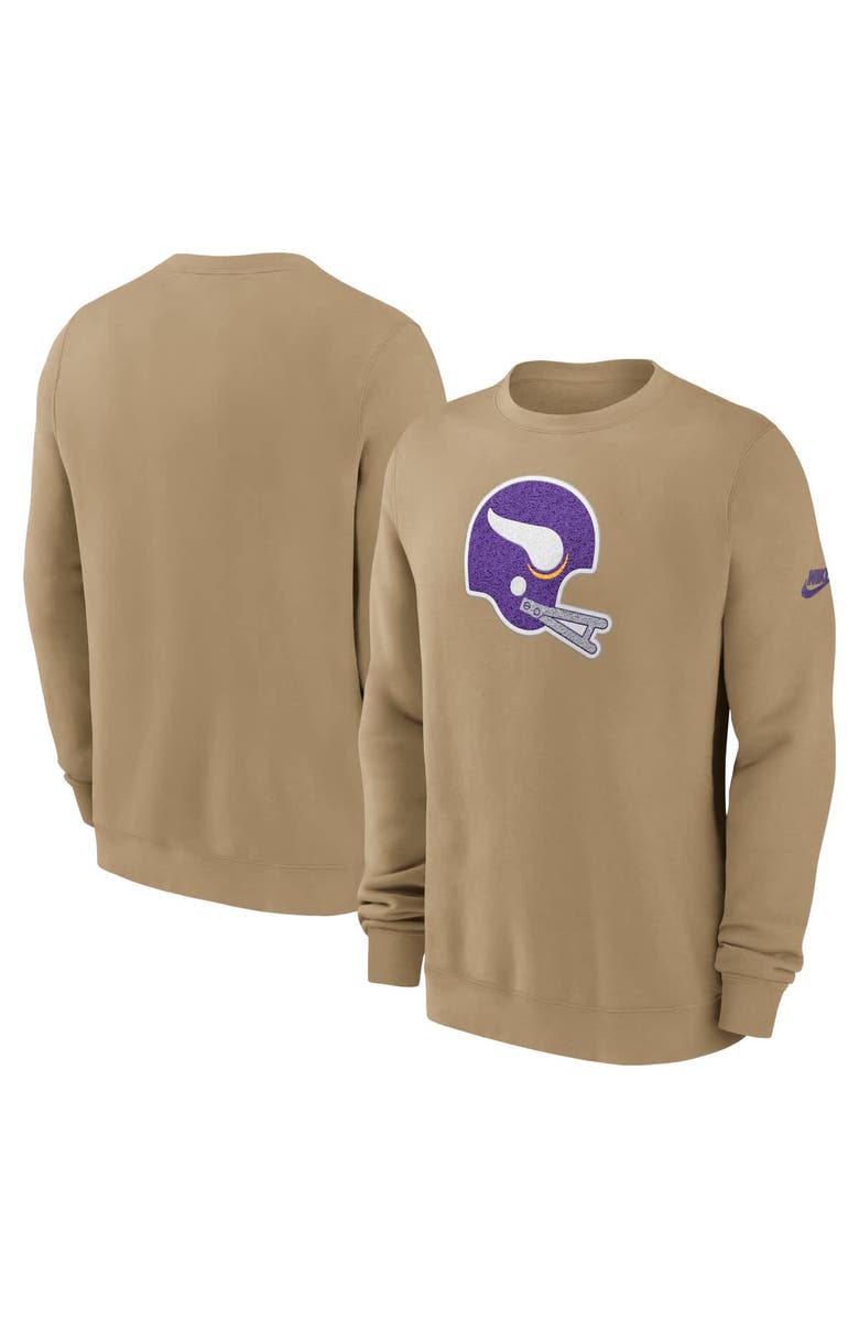 Nike Men's Nike Tan Minnesota Vikings Swing Pass Rewind Club Pullover Sweatshirt, Main, color, Tan