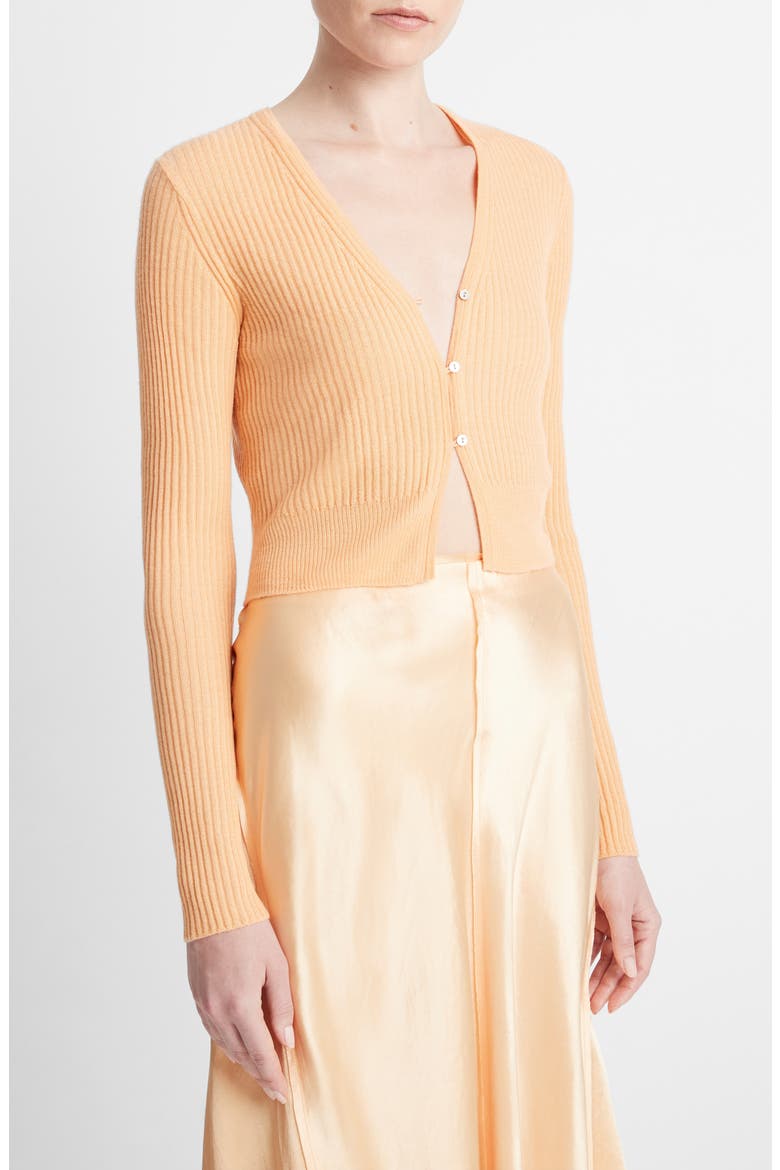 Shrunken Cashmere & Silk Cardigan, Main, color, CANTALOUPE