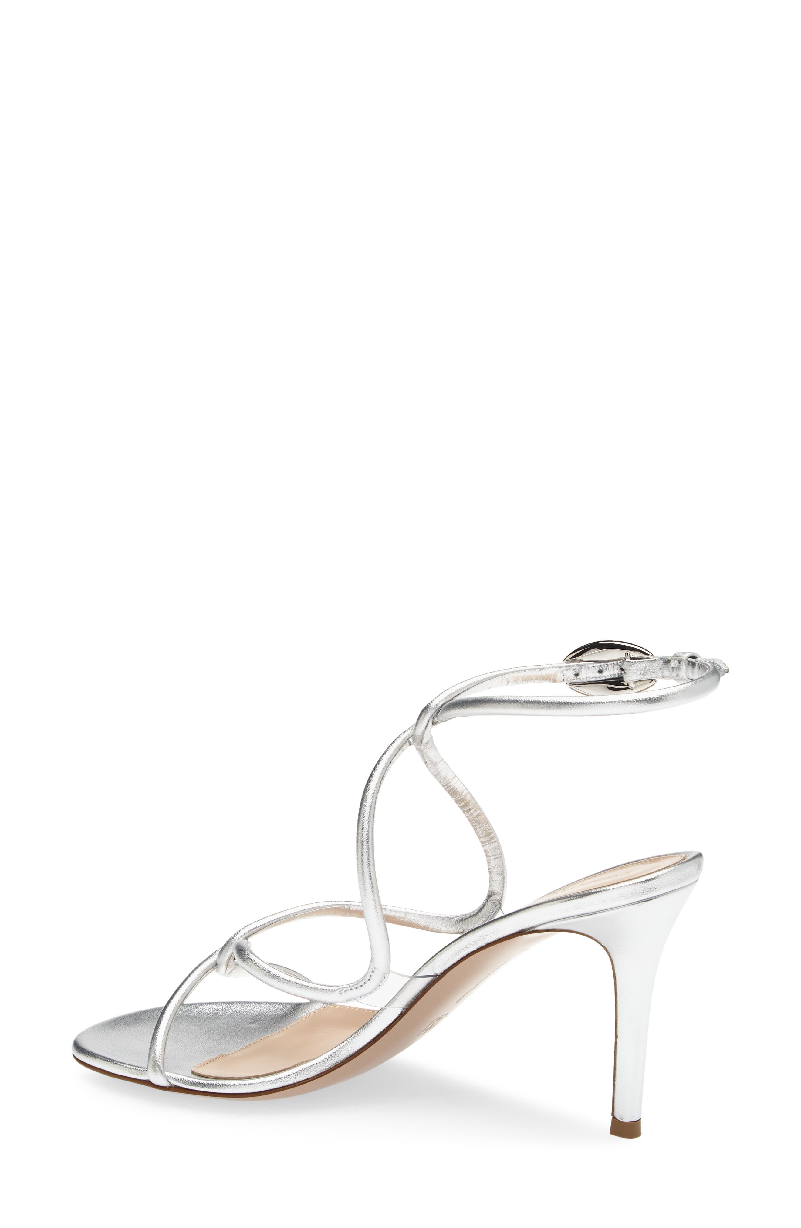Gianvito Rossi Black Mamba Sandal, Alternate, color, Silver Trasp