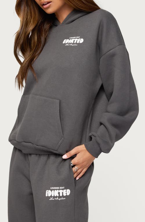Edikted Lounge Edit Logo Graphic Hoodie In Gray