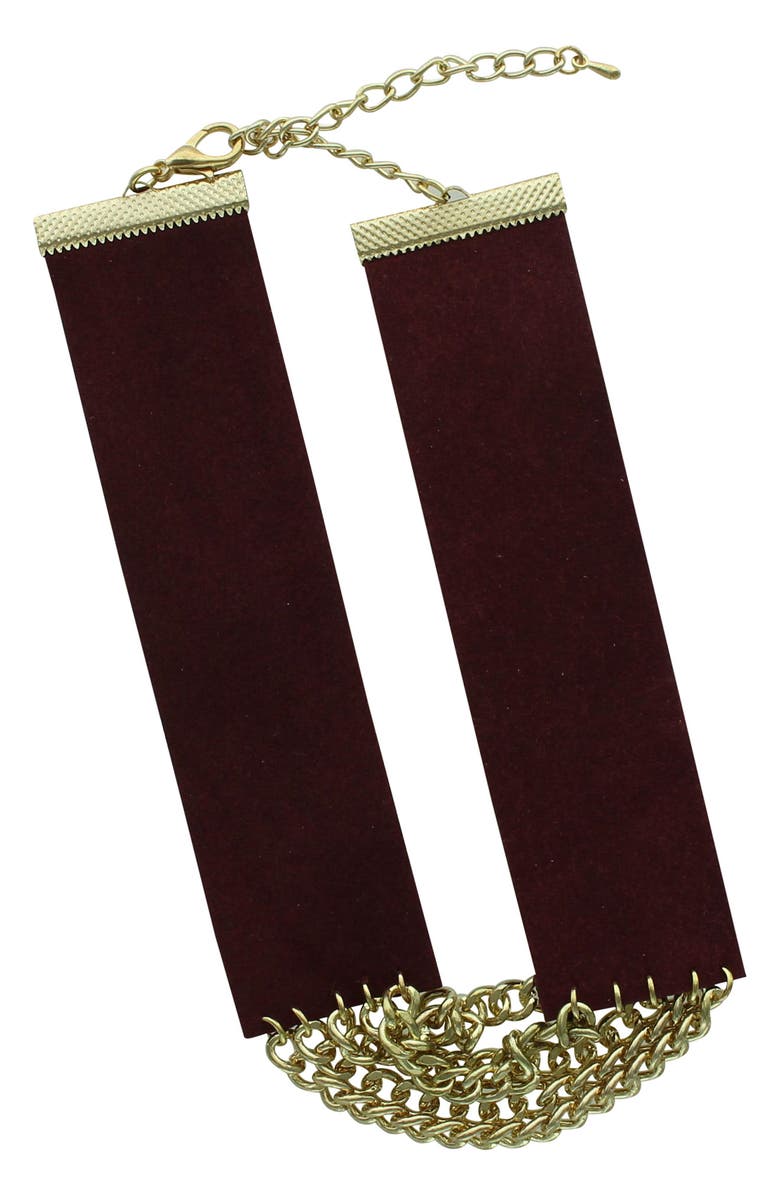 OLIVIA WELLES Samara Faux Suede & Chain Choker, Alternate, color, Gold/ Black
