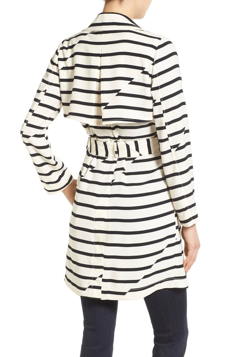 'Parcel' Stripe Trench Coat, Alternate, color, VINTAGE LACE