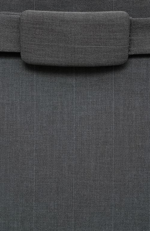 Mango Belted Pinstripe Stretch Pencil Skirt In Grey