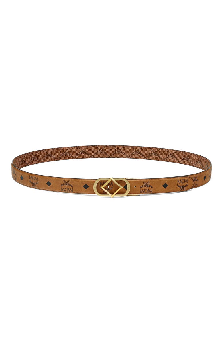 MCM Diamond Buckle Reversible Monogram Belt, Main, color, 