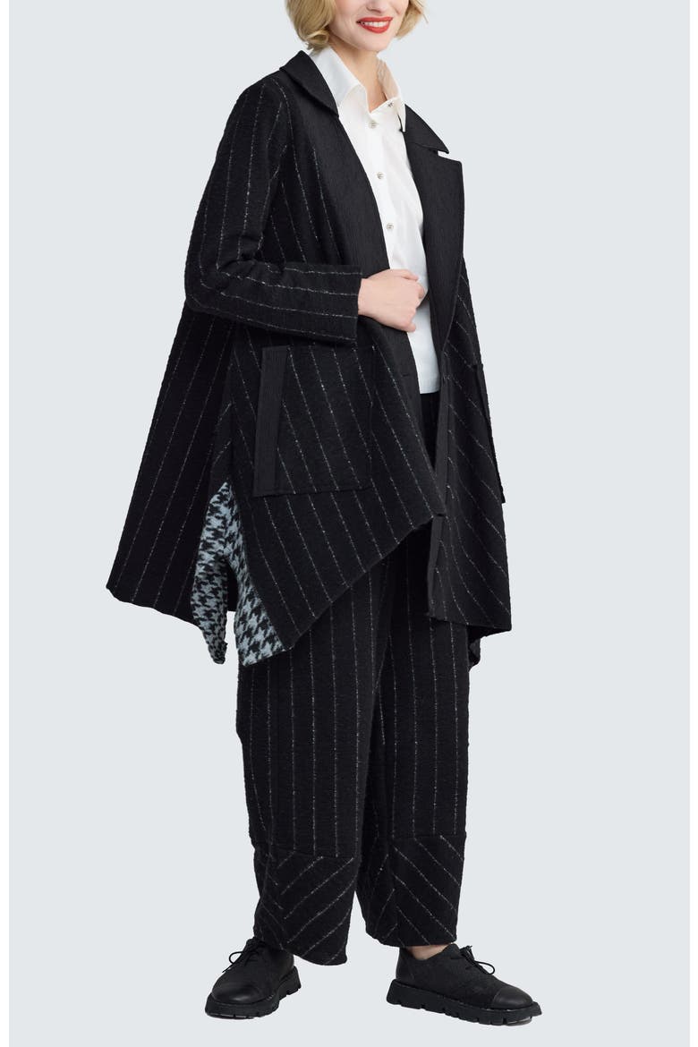 Sunniva Mixed-Media Long Jacket, Alternate, color, Monochrome Black