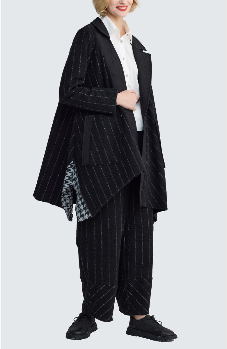 LUUKAA Sunniva Mixed-Media Long Jacket, Alternate, color, Monochrome Black