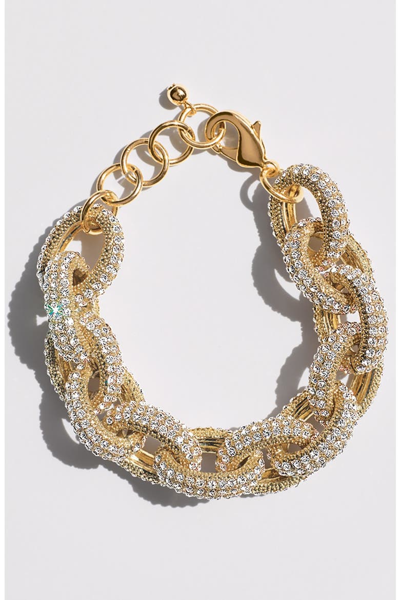 Pavé Link Bracelet, Alternate, color, GOLD/ CLEAR