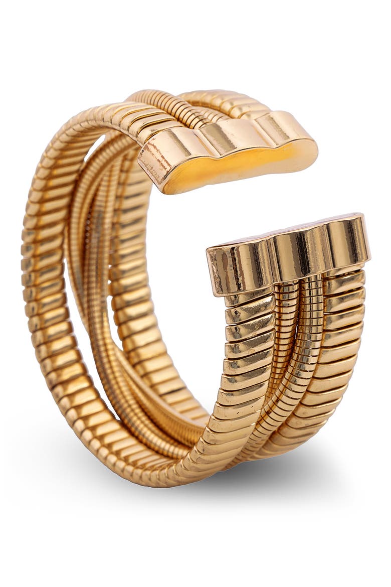 Multirow Snake Chain Cuff Bracelet, Alternate, color, GOLD