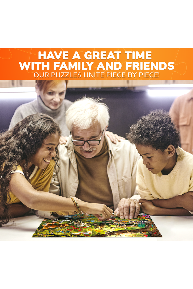 Kids Jigsaw Puzzle Set - Illustrated 100-Piece Puzzles with Educational Themes, Alternate, color, Forest