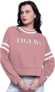 STARTER Women's Starter Pink Detroit Tigers Power Play Cropped Pullover Sweatshirt