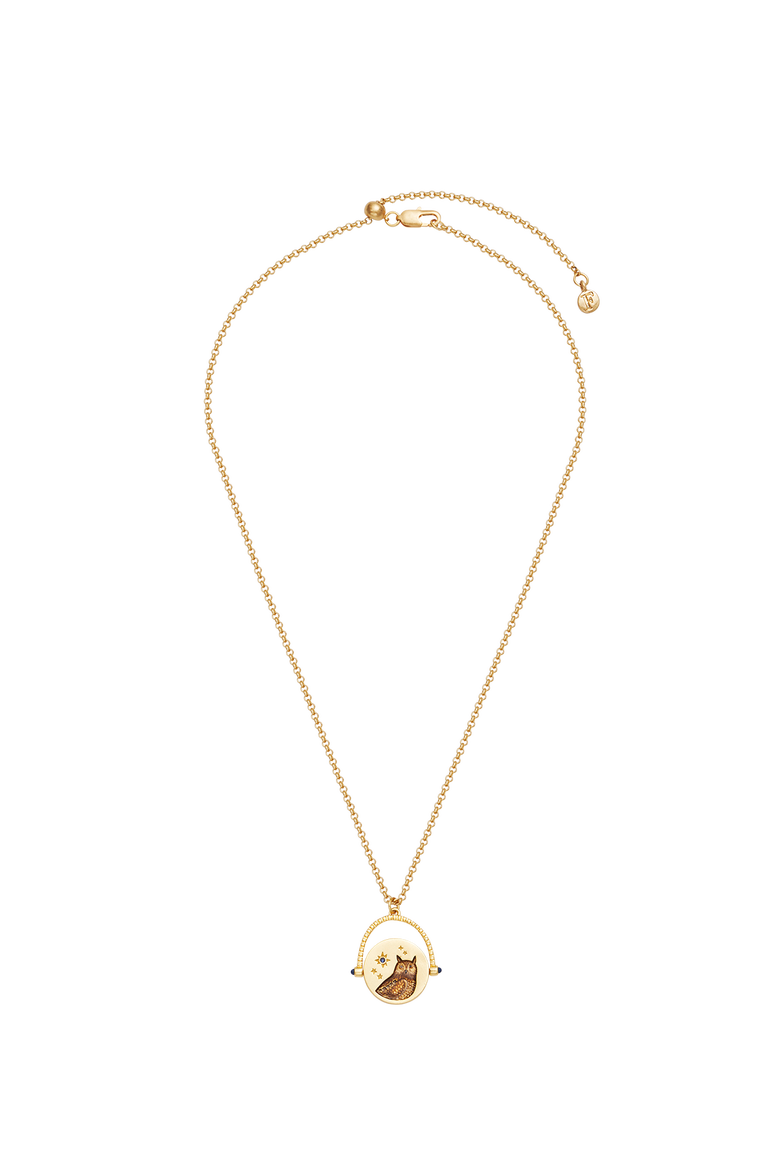 Owl Spinner Necklace, Alternate, color, Gold