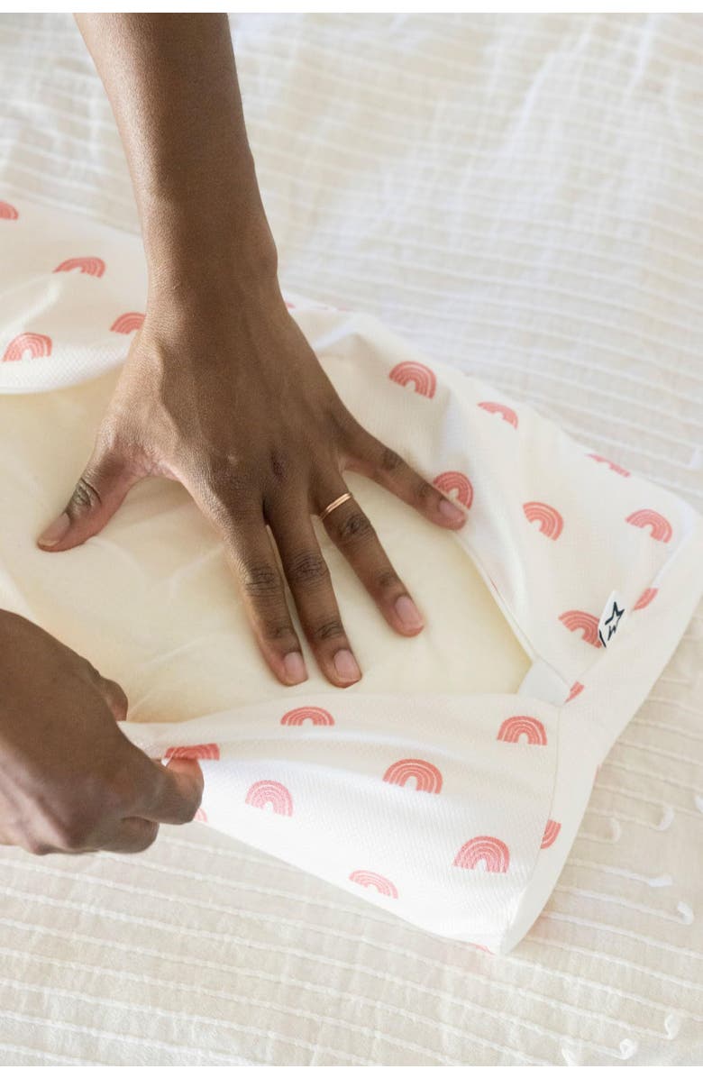 Tiny Twinkle Ergonomic Memory Foam Pillow with Fitted Pattern Pillowcase, Alternate, color, Rainbow