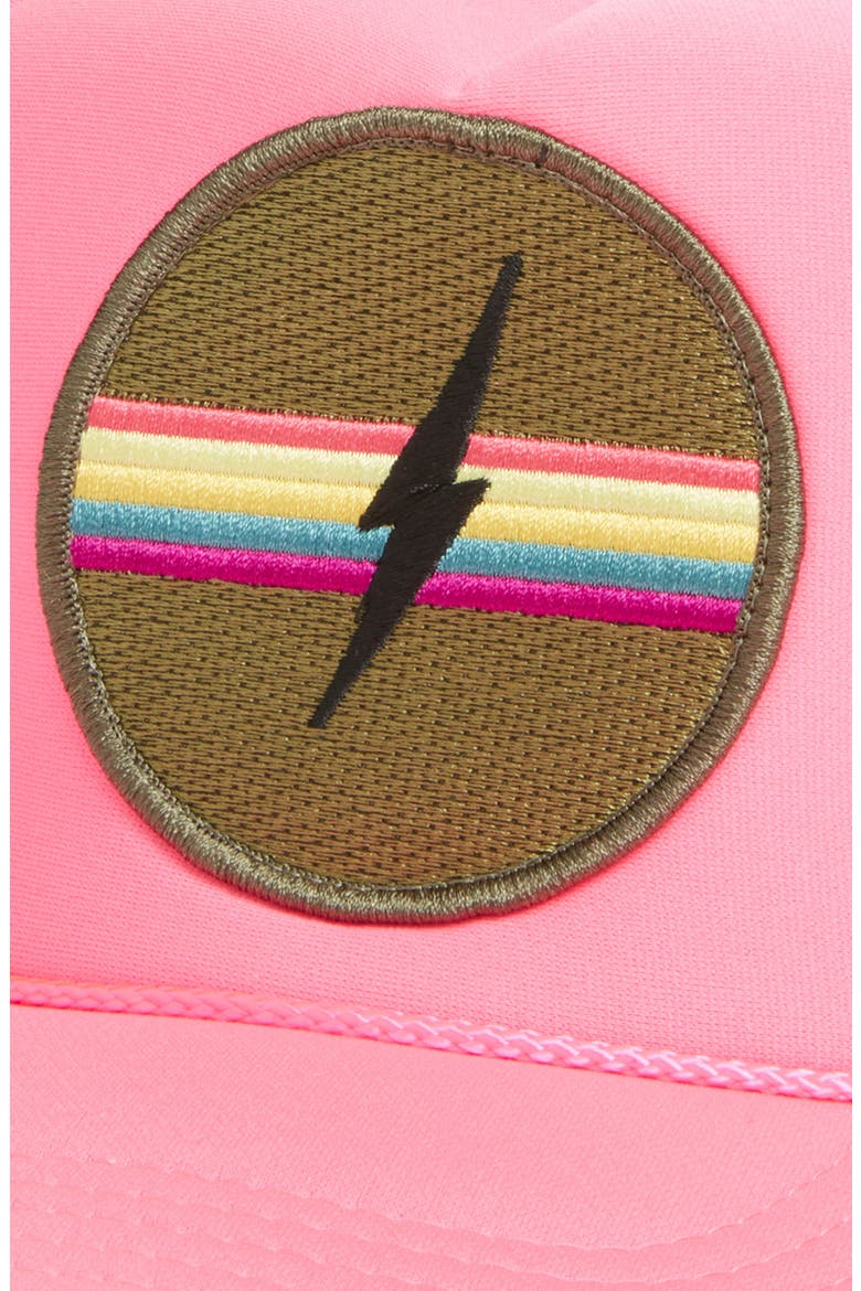 Lightening Bolt Patch Trucker Hat, Alternate, color, PINK