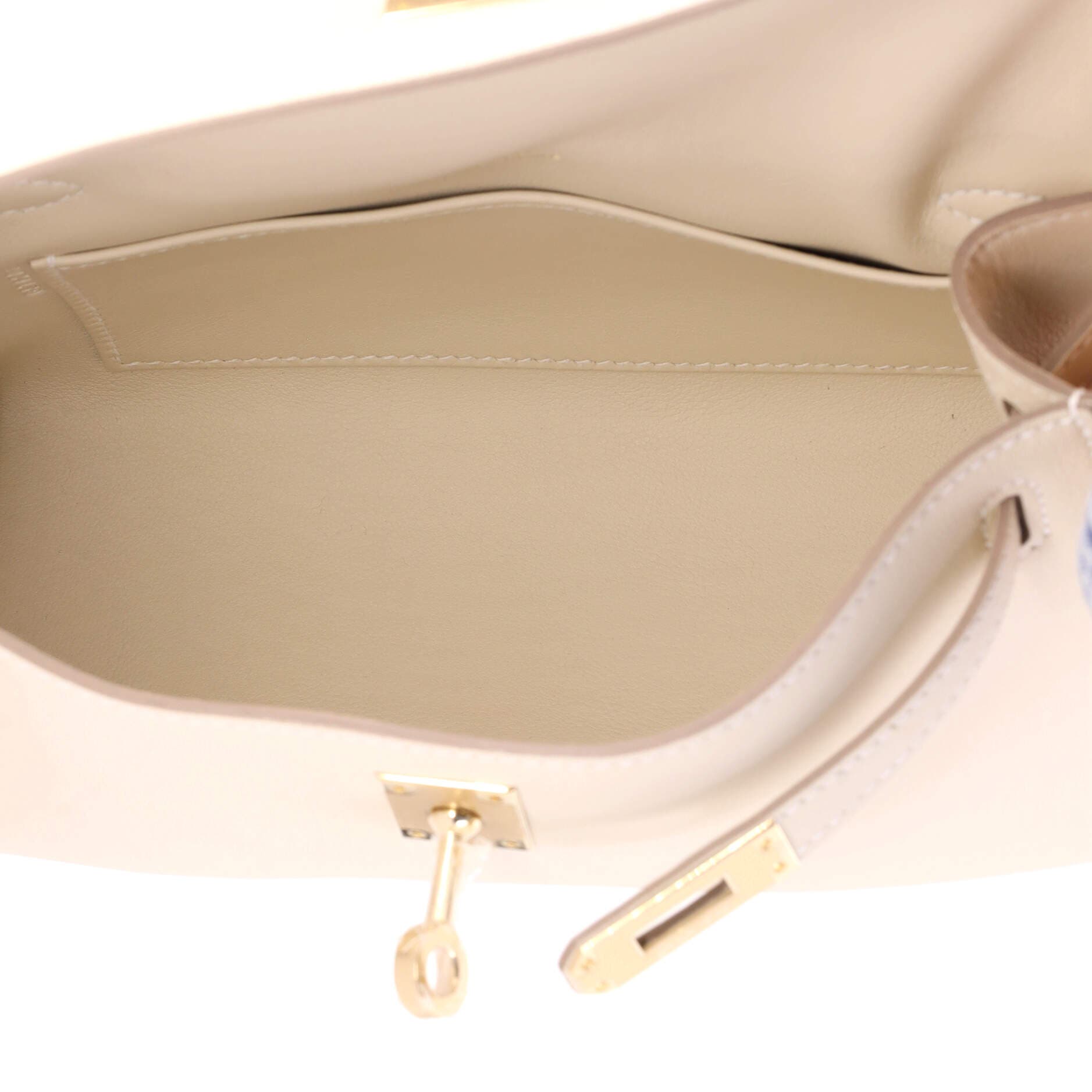 Pre-Owned Hermes Kelly Pochette Swift, Alternate, color, Craie