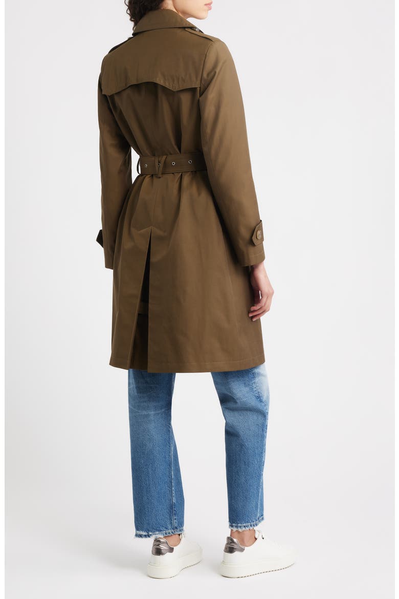 Water Resistant Cotton Blend Trench Coat, Alternate, color, BOTANIC GREEN