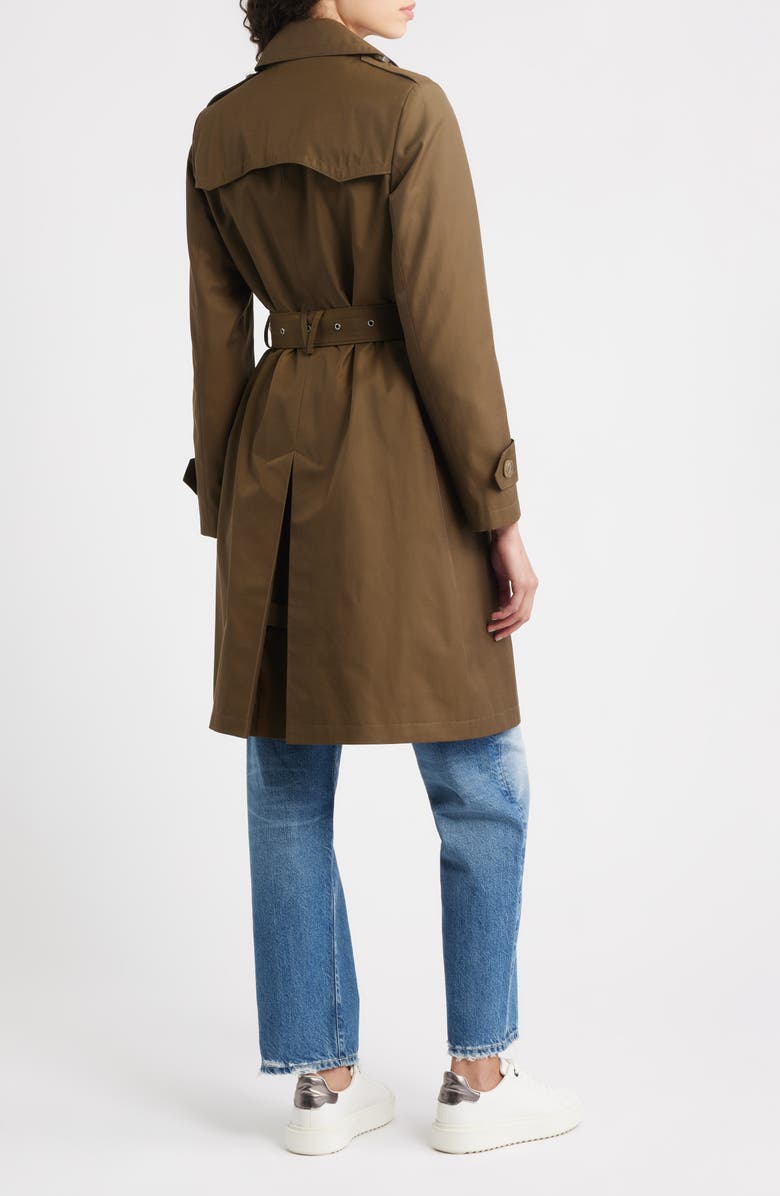 Via Spiga Water Resistant Cotton Blend Trench Coat, Alternate, color, Botanic Green