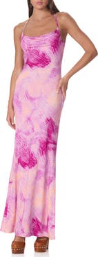 AFRM Kim Snakeskin Print Maxi Dress and Scarf Set
