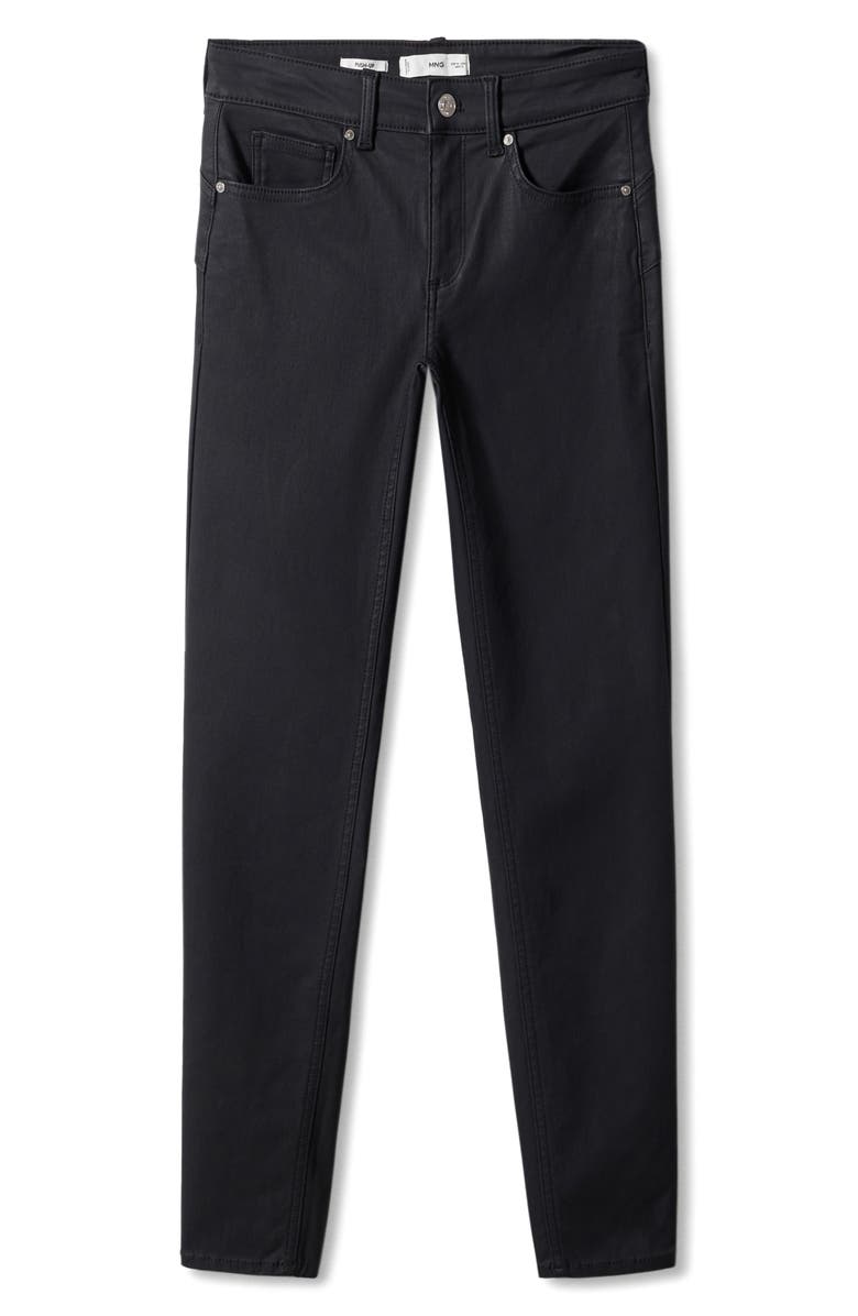 MANGO Coated Mid Rise Skinny Push-Up Jeans, Alternate, color, 