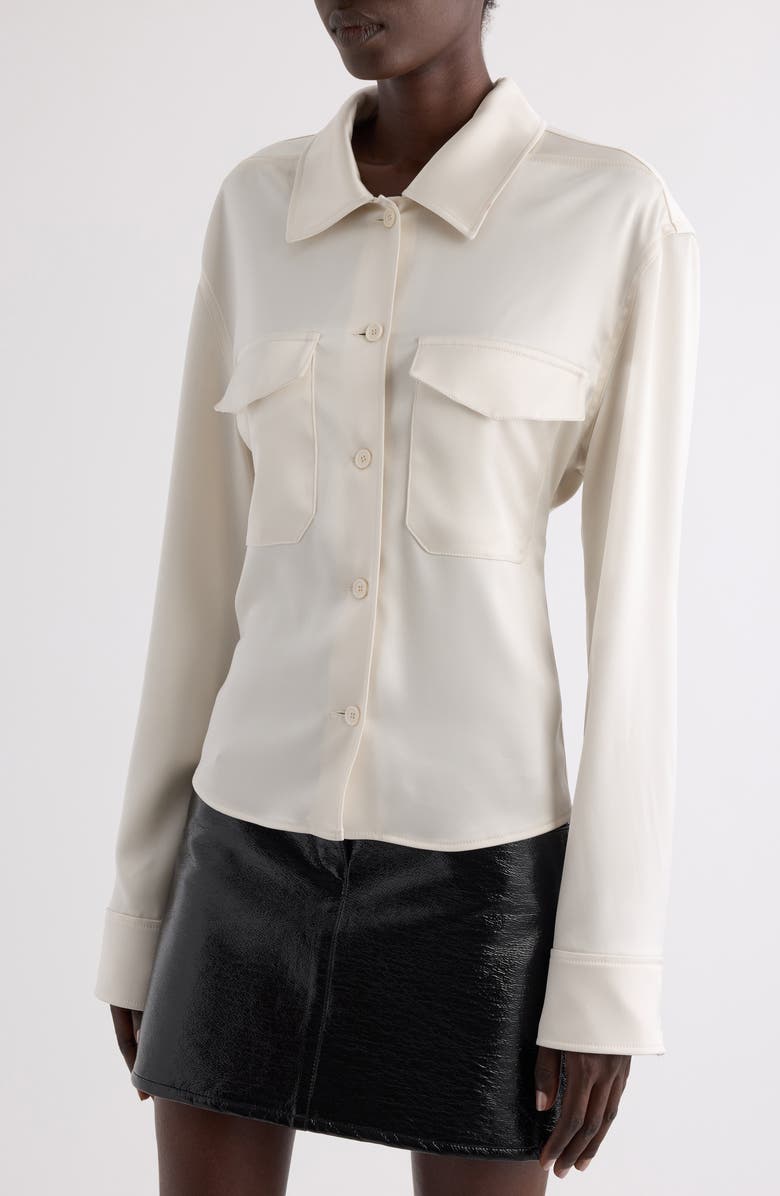 Courrèges 2-Pocket Satin Shirt, Alternate, color, 