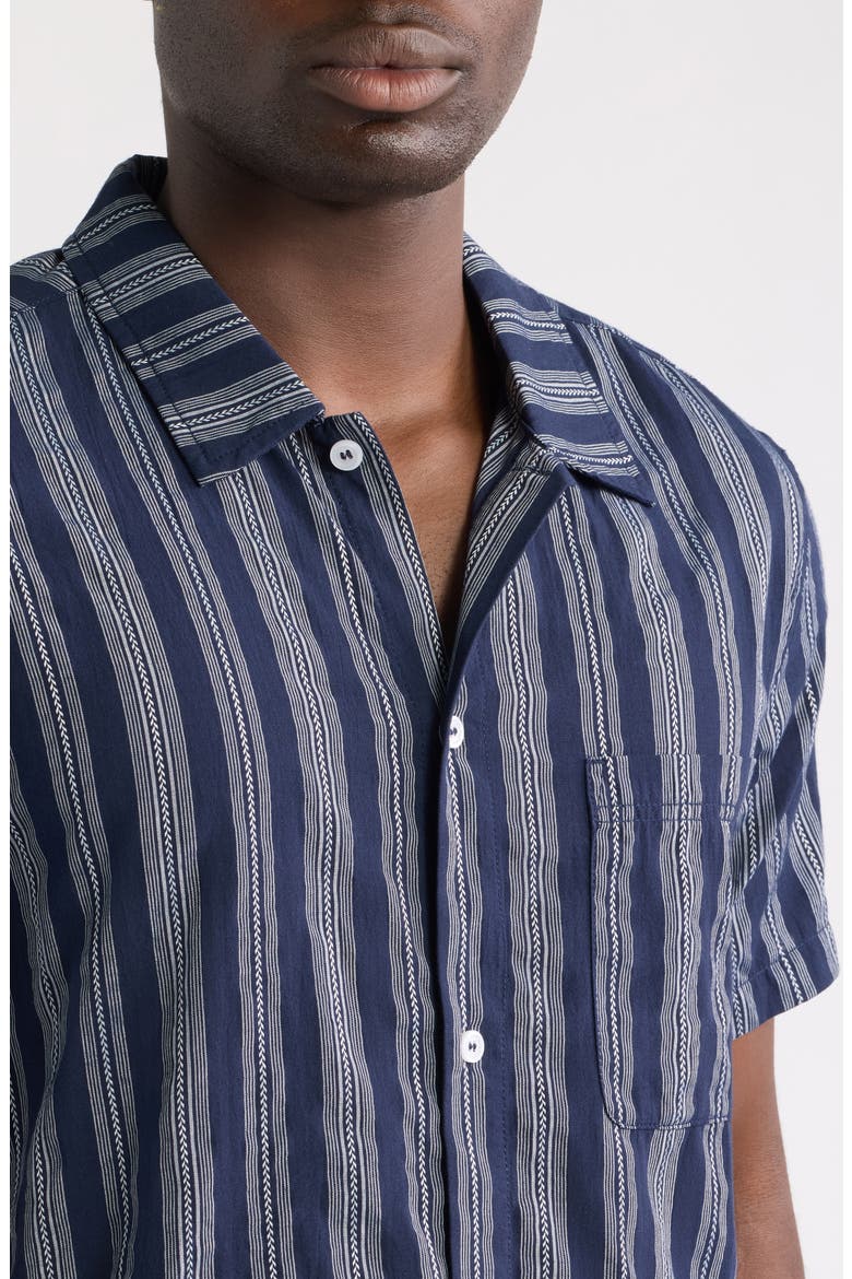 Harbor Stripe Button-Up Shirt, Alternate, color, NAVY