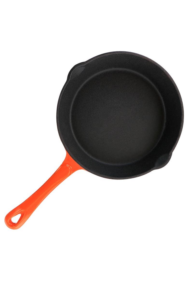 Enameled Round 8 Inch PreSeasoned Cast Iron Frying Pan, Alternate, color, Orange