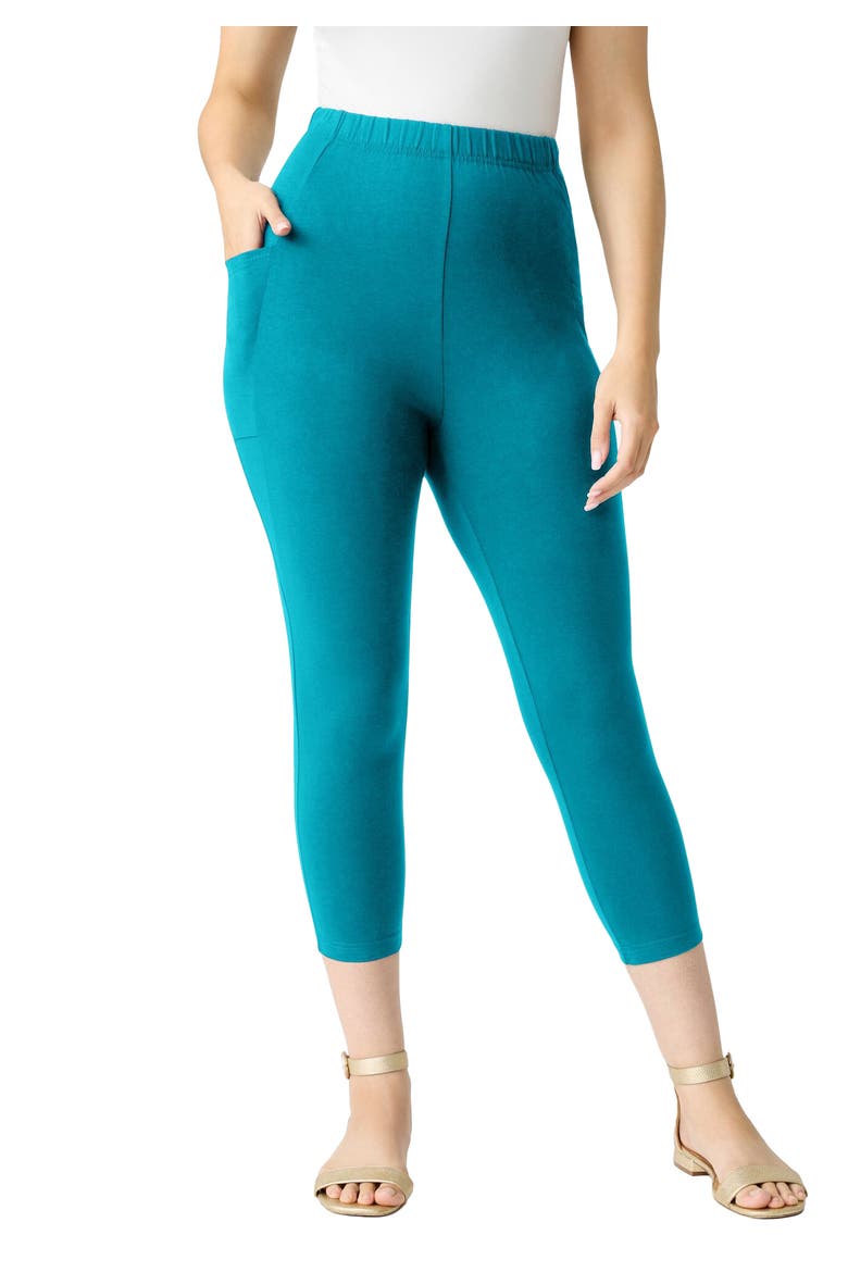Side-Pocket Essential Capri Legging, Main, color, DEEP TURQUOISE