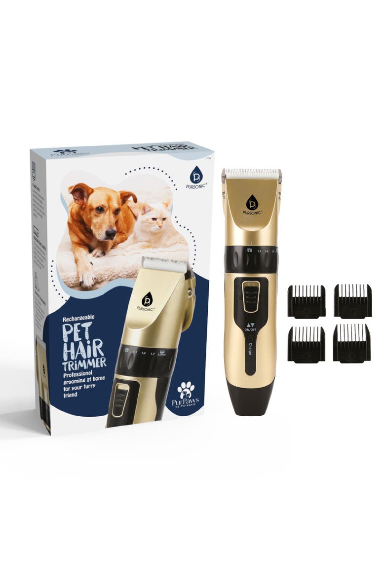 Rechargeable Pet Hair Trimmer Easy, Safe & Comfortable Grooming at Home, Main, color, Metallic Gold