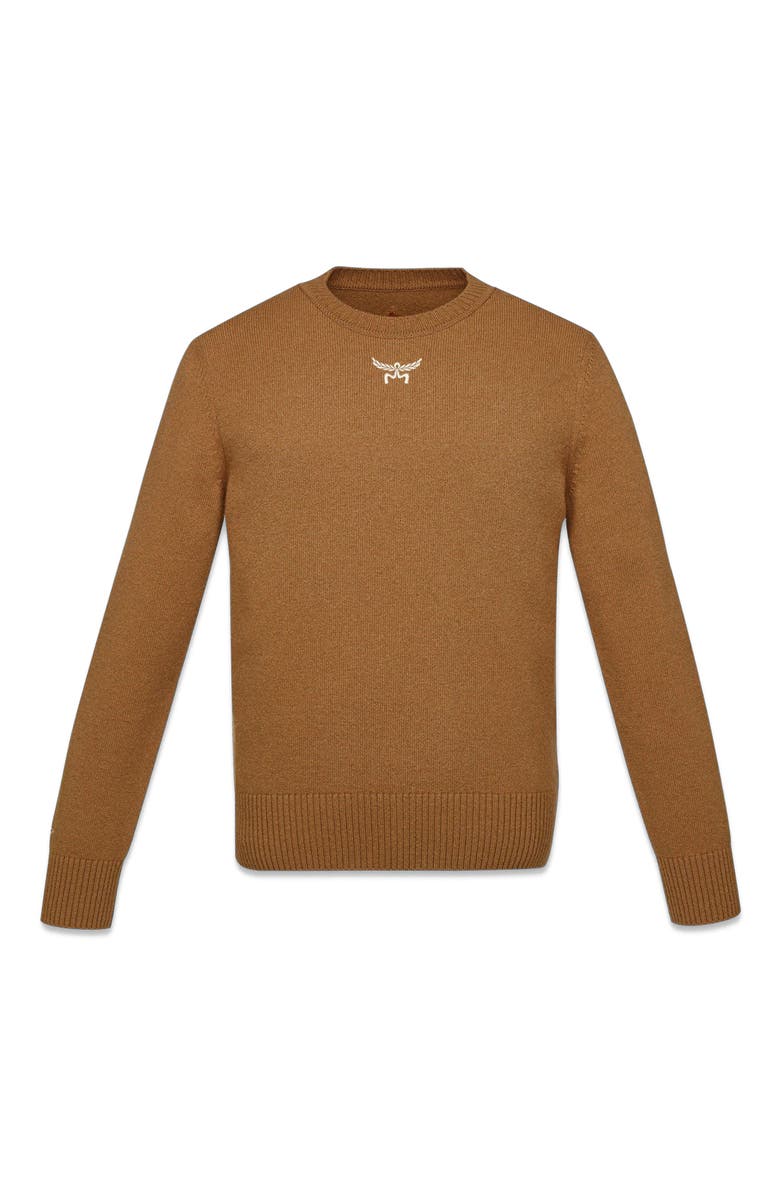 MCM Laurel Sweater in Wool and Recycled Cashmere, Alternate, color, Cognac