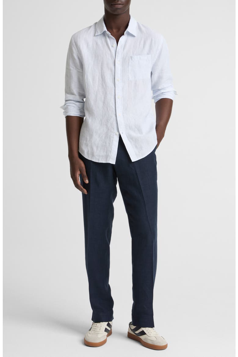 Tate Stripe Linen Button-Up Shirt, Alternate, color, OPTIC WHITE/ NOVO