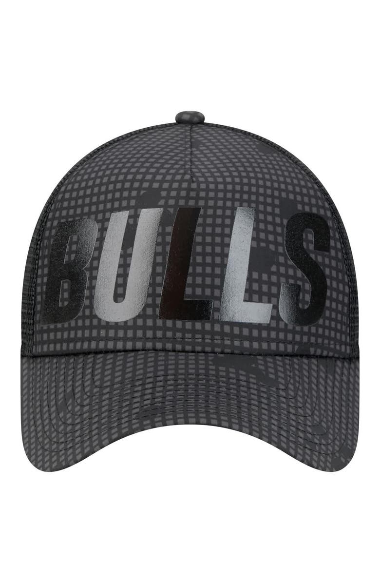 New Era Men's New Era Black Chicago Bulls Midnight Ink Tonal A-Frame Trucker 9FORTY Adjustable Hat, Alternate, color, Black
