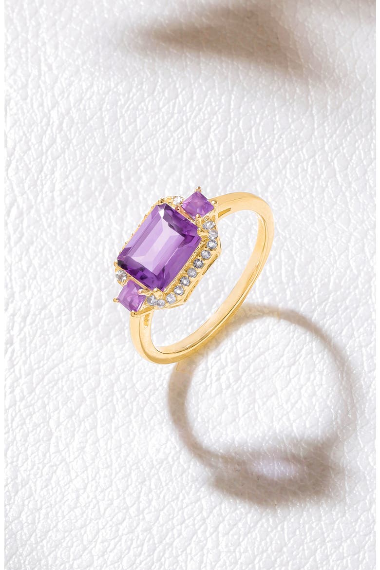 Halo Frame Multi Gemstone Ring, Alternate, color, PURPLE