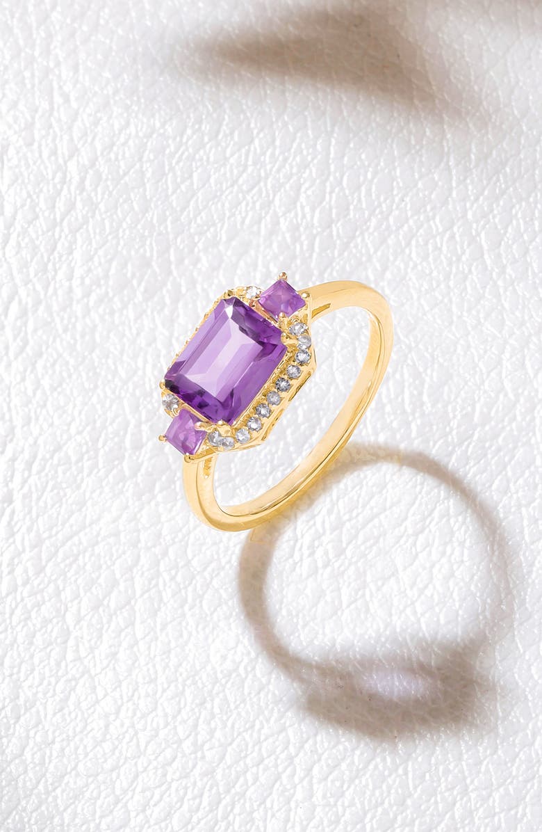 YS GEMS Halo Frame Multi Gemstone Ring, Alternate, color, Purple