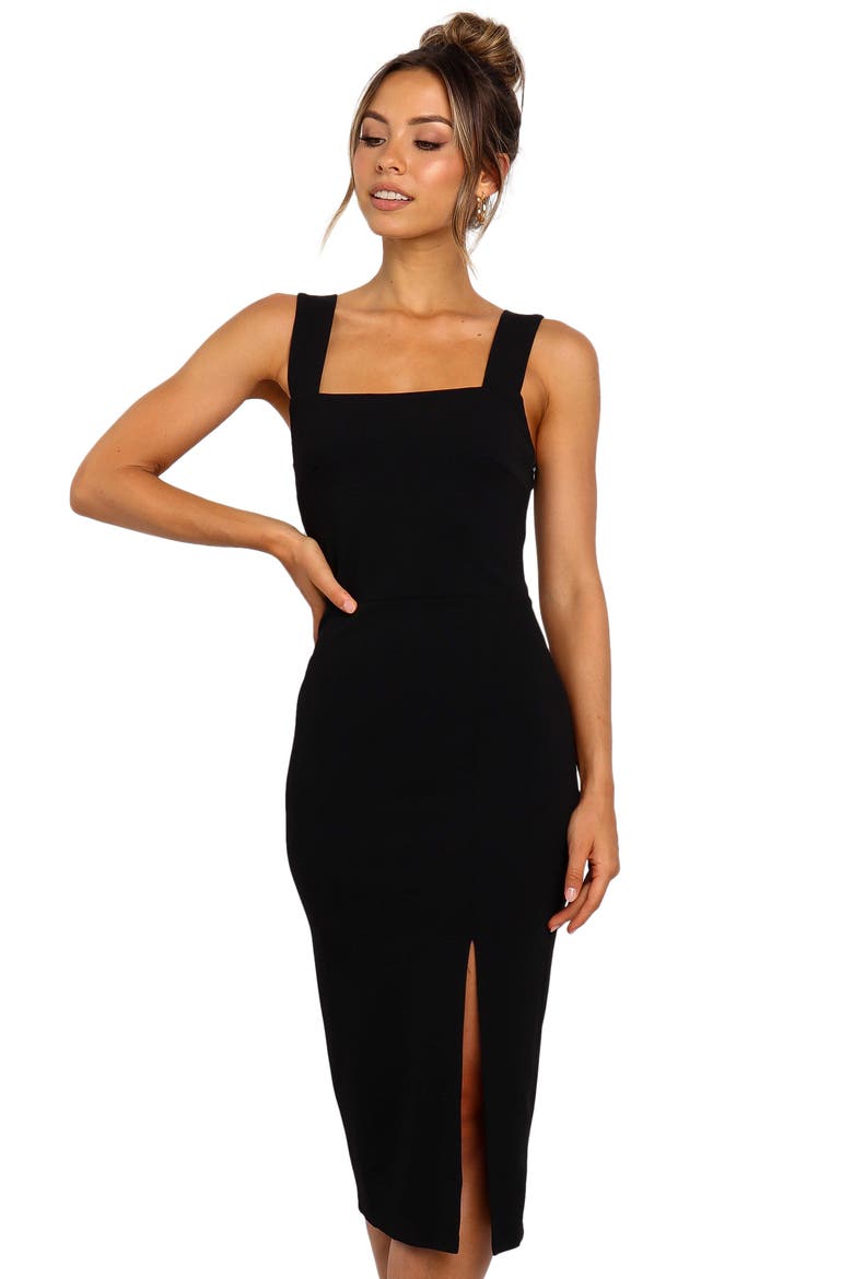 Hyatt Square Neck Sleeveless Midi Dress, Alternate, color, BLACK