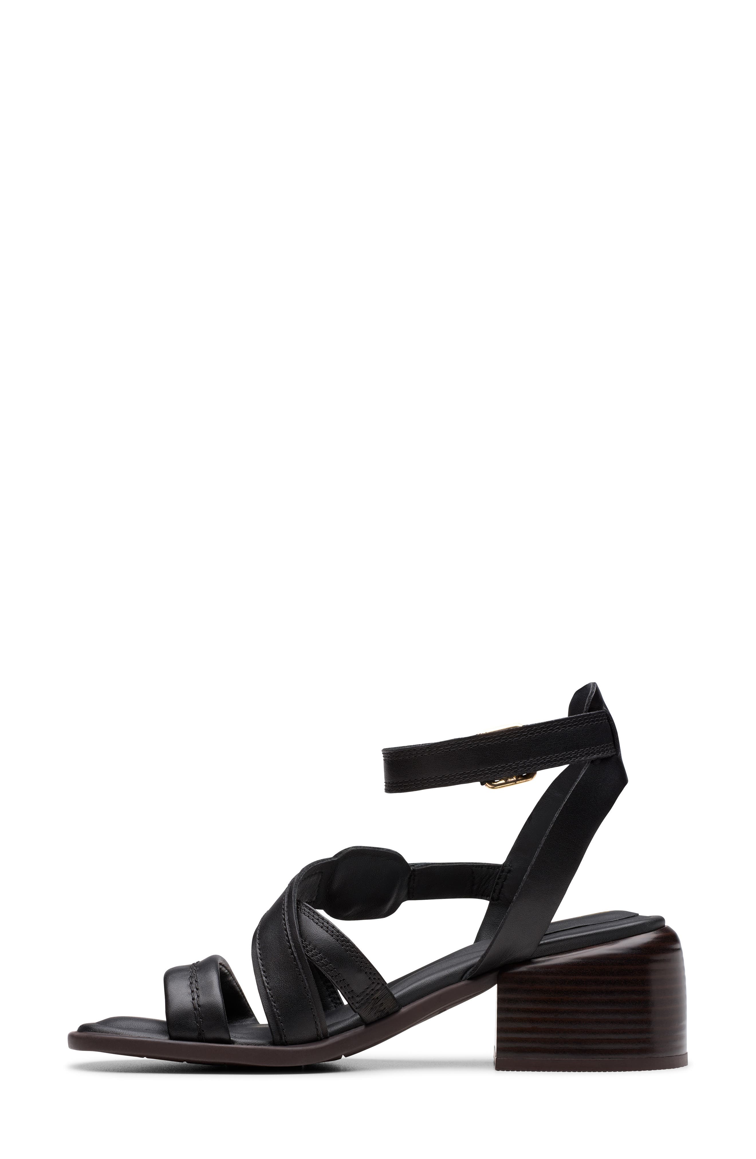 Clarks<sup>®</sup> Morwyn Block Heel Sandal, Alternate, color, Black Leather