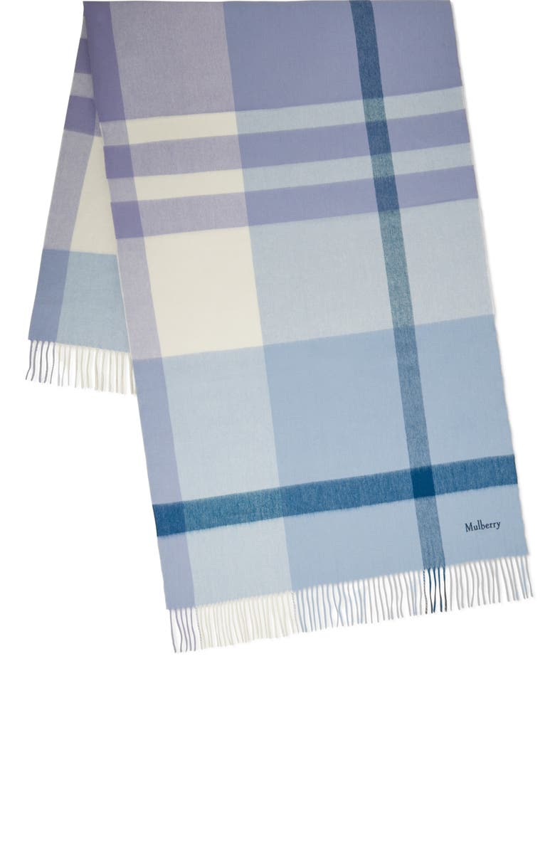 Mulberry Large Check Merino Wool Scarf, Alternate, color,