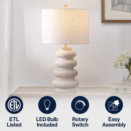 Jonathan Y Juniper 26" Modern Minimalist Resin Stacked Ovoid Led Lamp In Gray