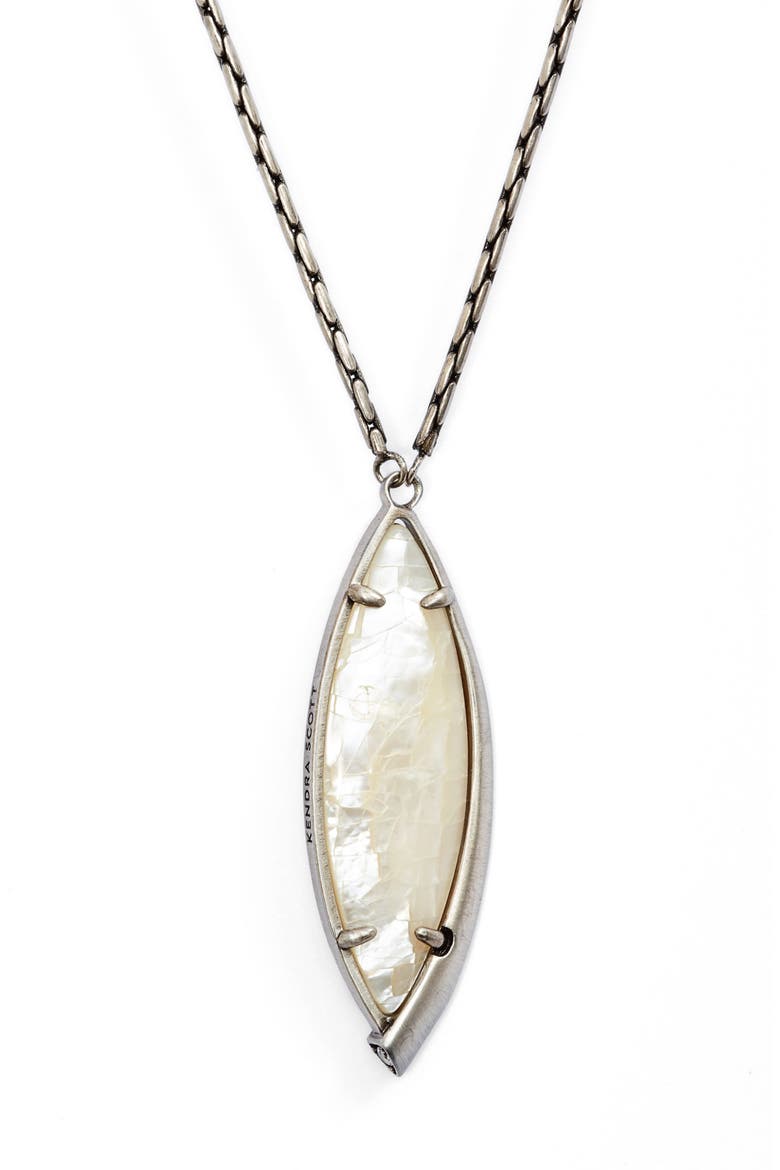 Milla Long Pendant Necklace, Alternate, color, CRCKL IVR MP/ ANTQ SLVR