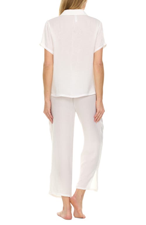 Flora Nikrooz Laurena Sandwashed Charmeuse Capri Pajamas In Ivory