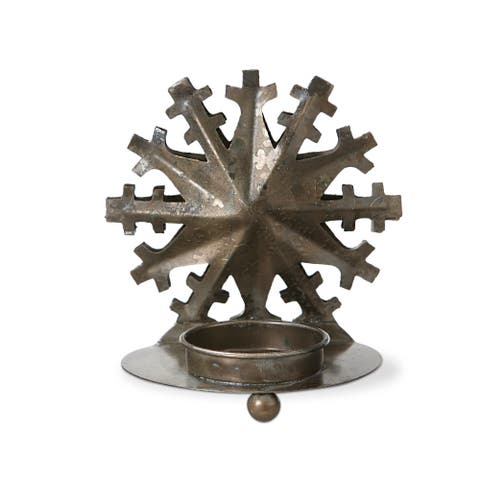 Snowflake Tealight Holder Antique Brass Gold Candle Holder
