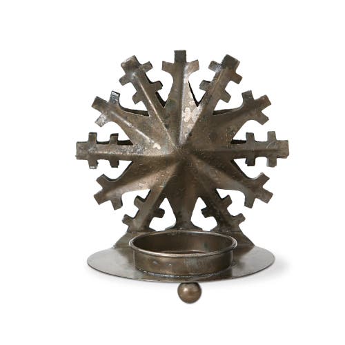 Tag Snowflake Tealight Holder Antique Brass Gold Candle Holder In Brown