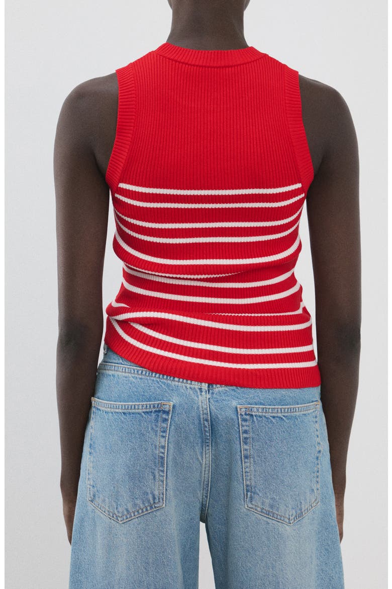 Stripe Sleeveless Rib Knit Top, Alternate, color, RED