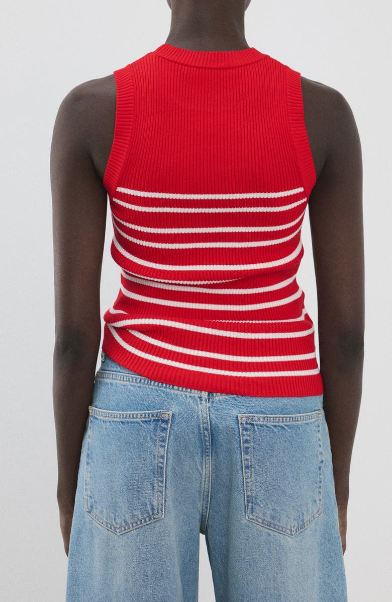 MANGO Stripe Sleeveless Rib Knit Top, Alternate, color, 
