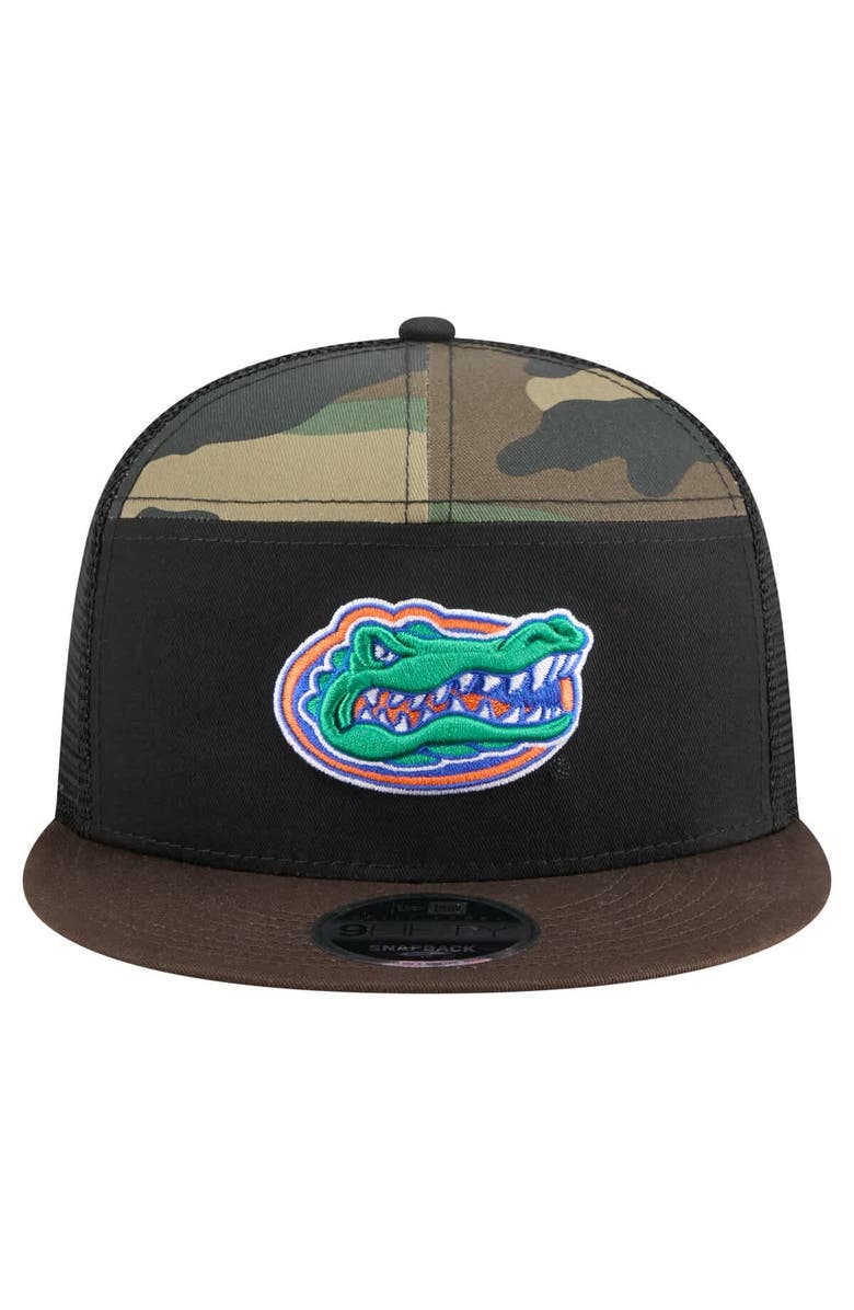New Era Men's New Era Camo/Black Florida Gators Outdoor Wide Panel 9FIFTY Snapback Trucker Hat, Alternate, color, 
