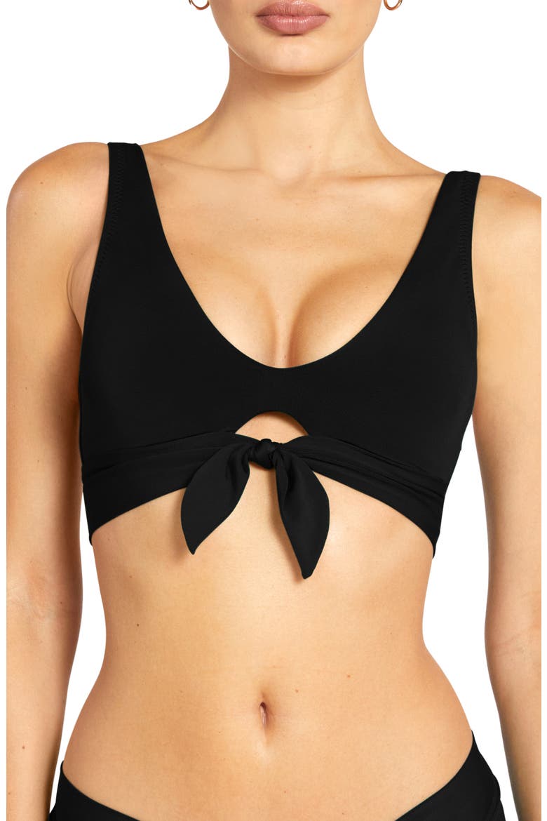 Ava Knot Front Bikini Top, Main, color, BLACK
