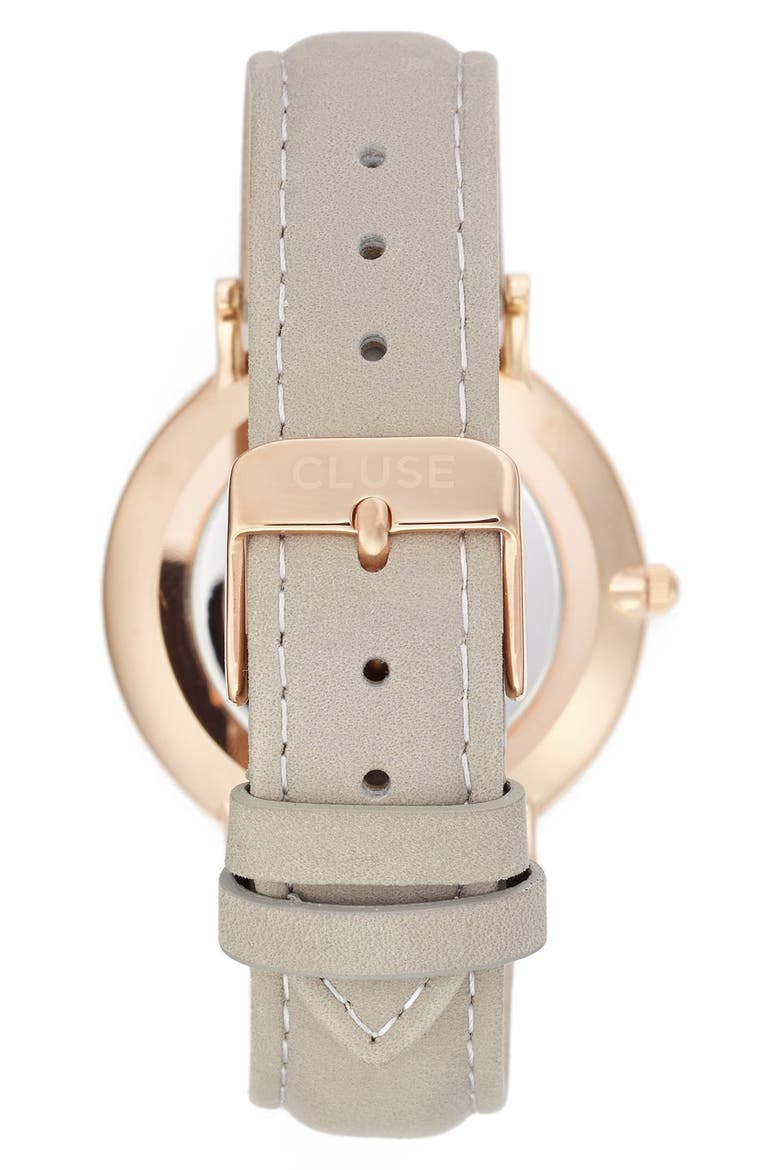 La Bohème Leather Strap Watch, 38mm, Alternate, color, WHITE/GREY
